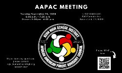 African American Parent Advisory Council meeting held in the Kern High School District boardroom on September 24 from 5:30 pm to 7:30 pm